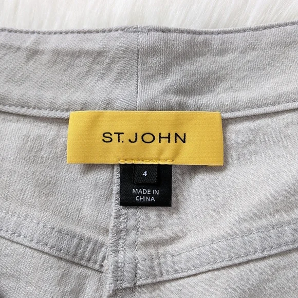 St. John Light Gray Straight Leg Cropped Jeans | Size 4 - Picture 4 of 9